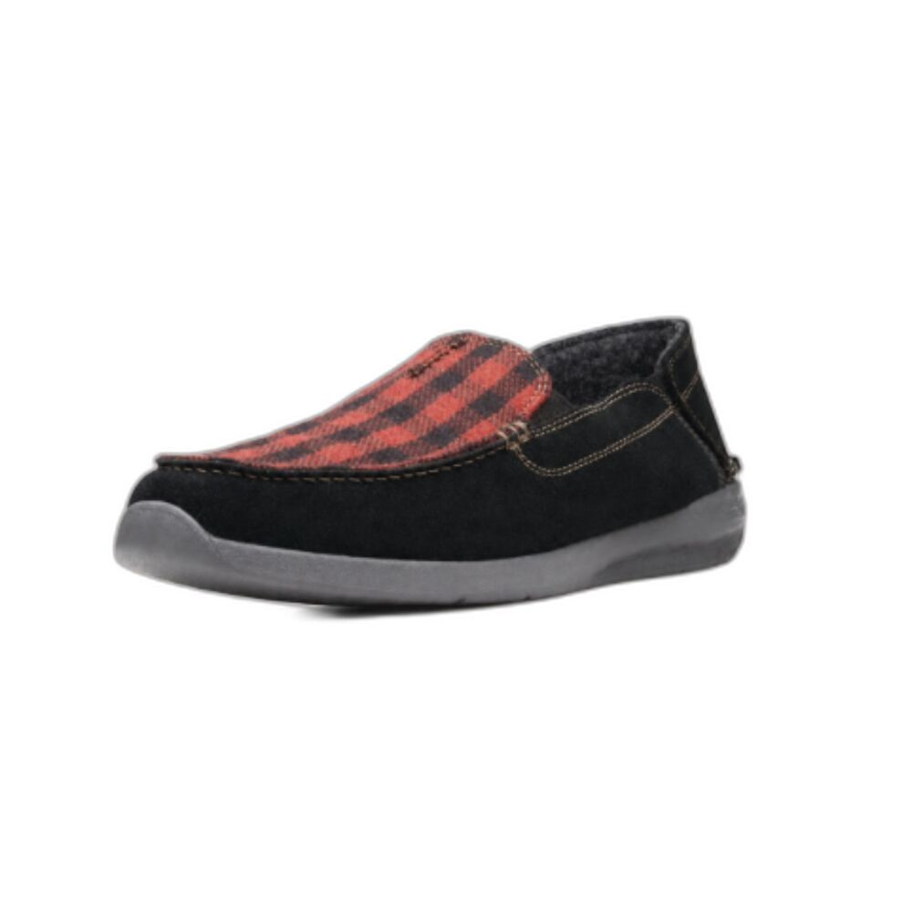 Clarks Mens 7.5  Gorwin Step Sneakers in Black Suede Buffalo Plaid NWT